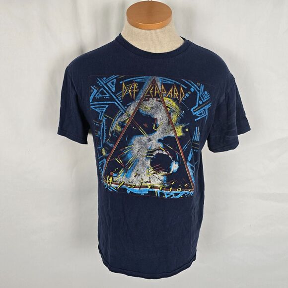 Def Leppard T-Shirt Men's Medium Blue Hysteria Tour 1987-88 Short Sleeve Reprint - Picture 1 of 12
